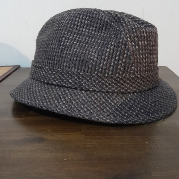 Totes Vintage Men's Brown Rain Resistant Tweed Fedora Hat Size L - Picture 2 of 5